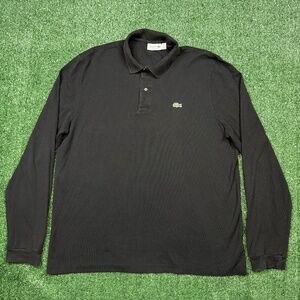 Lacoste Polo Shirt Men's Size 2XL Black Long Sleeve Collared Rugby Golf Preppy